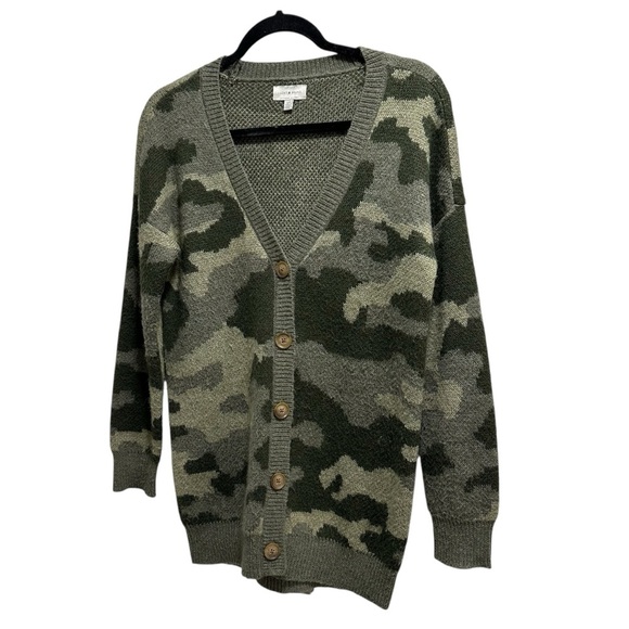 Lucky Brand wool blend camo cardigan sweater Small - Picture 3 of 12